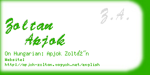 zoltan apjok business card